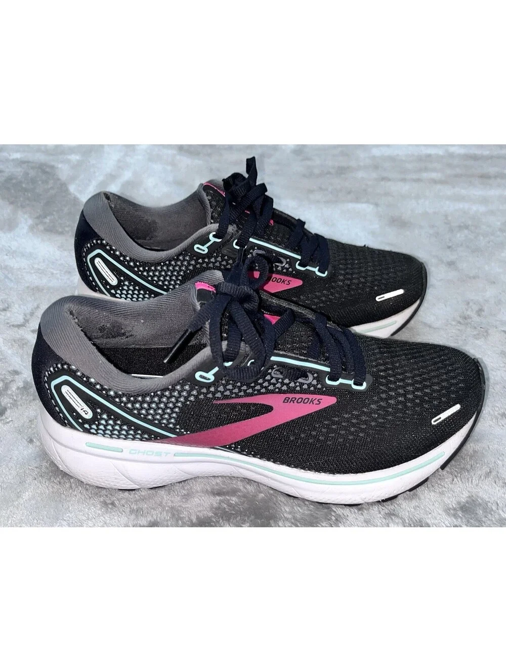 Brooks Ghost 14 Low Black White Pink Women's Running Sneakers Shoes Size 6.5